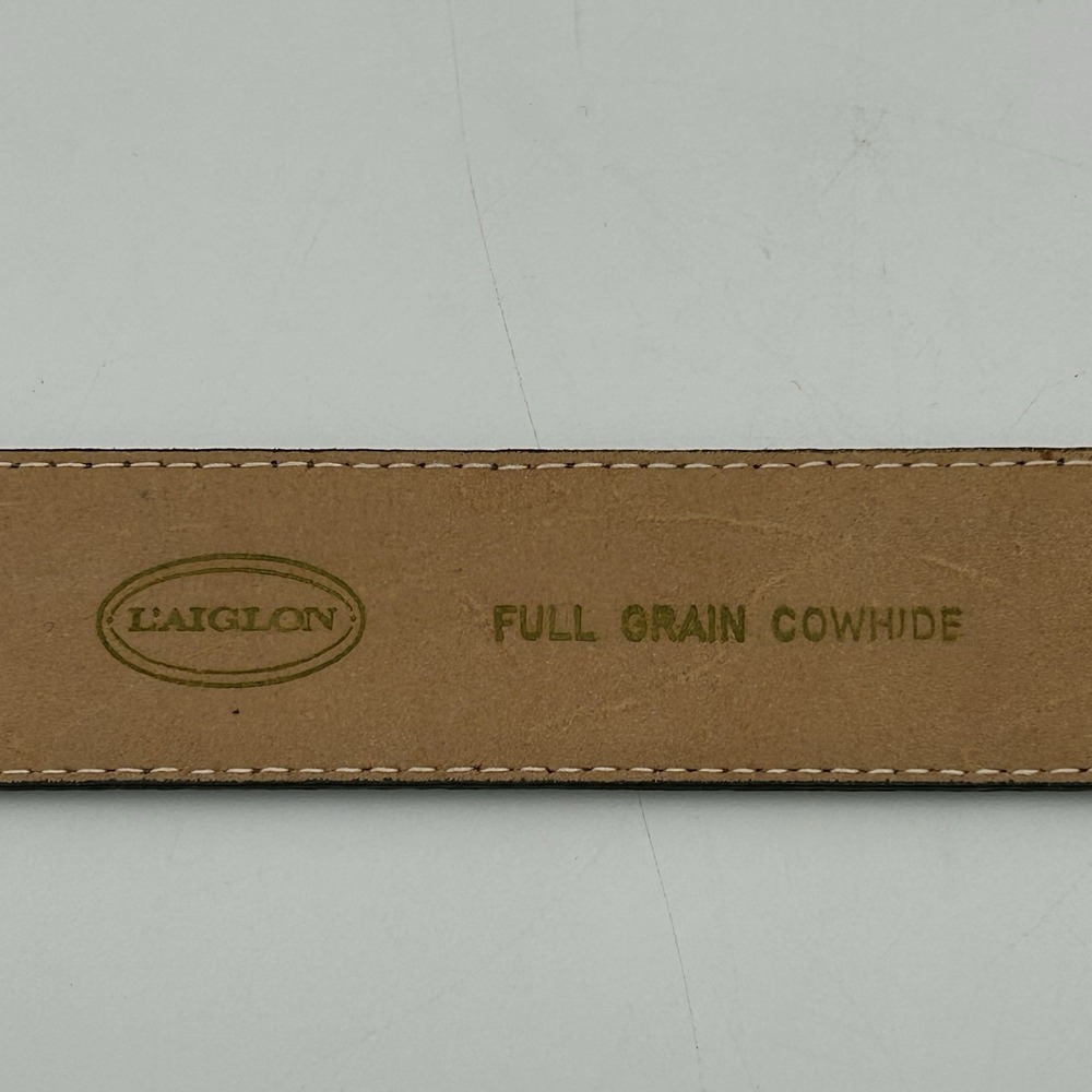 MEN'S L'AIGLON DARK BROWN DRESS CASUAL FULL GRAIN LEATHER BELT SIZE 36 HAITI - Picture 5 of 8